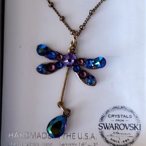 Iridescent Swarovski Dragonfly Necklace